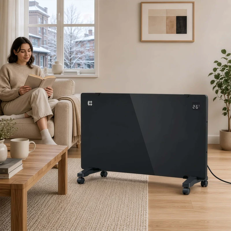 Ciarra Radiateur Convecteur Électrique WiFi 2000W – Chauffe Rapide, Sur Pieds/Mural, Noir | CBHX20-B