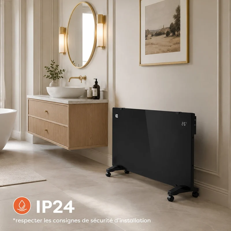 Ciarra Radiateur Convecteur Électrique WiFi 2000W – Chauffe Rapide, Sur Pieds/Mural, Noir | CBHX20-B