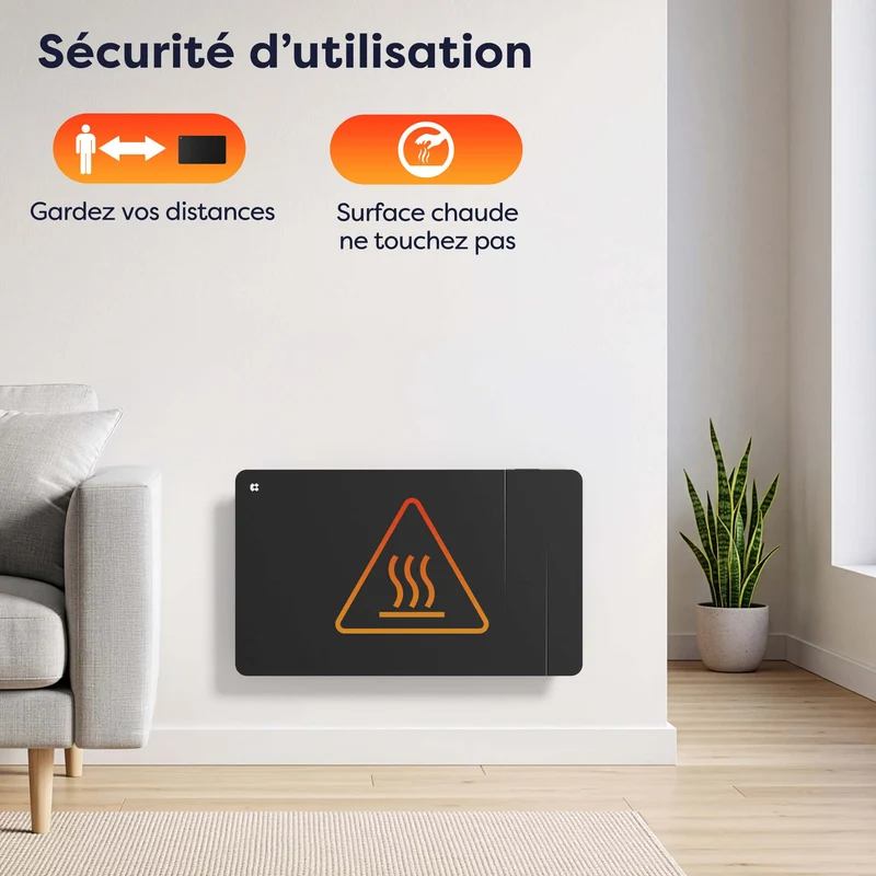 Ciarra Radiateur Connecté WiFi 1500W Inertie Céramique IP24 Noir | CBHTD15A-B