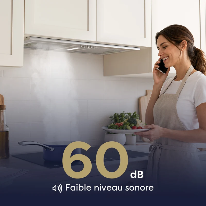 Ciarra Hotte Encastrable 52cm Inox, Recyclage avec Filtre à Charbon inclus, économe pour cuisine ouverte | CBCS5937A