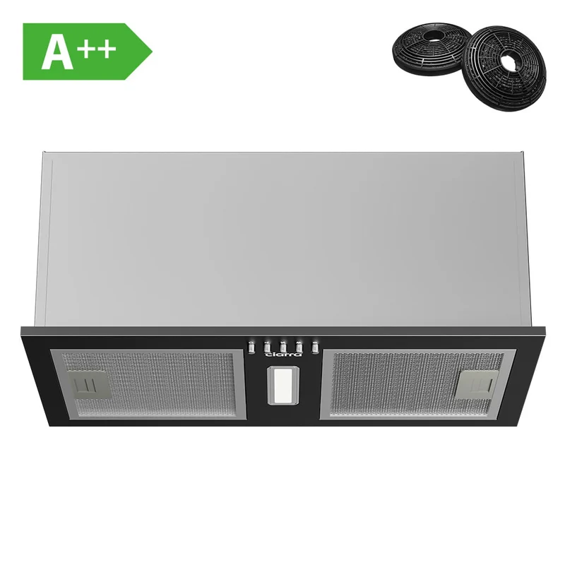 Ciarra Hotte Encastrable Noire 52cm, Économe en énergie, Recyclage avec Filtre à Charbon Inclus & Évacuation, pour petites cuisines | CBCB5937A