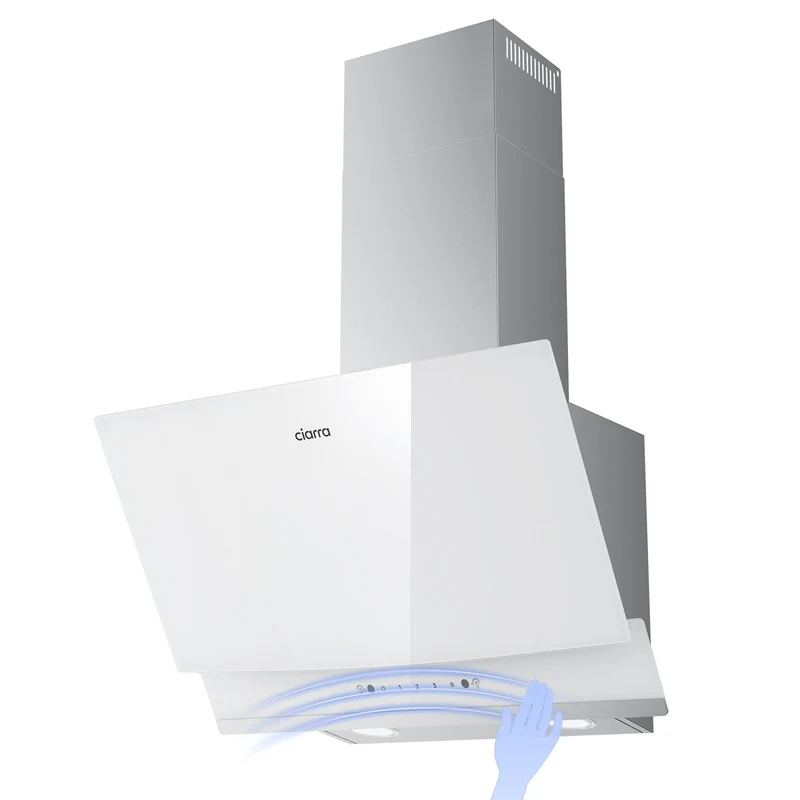 Ciarra Hotte Aspirante Inclinée 60cm, Puissance d'aspiration 710m³/h, A+++, Recyclage/Évacuation, Commande Gestuelle & Tactile - Idéale pour Cuisine Ouverte | CBCW6736A