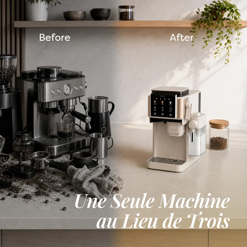 Ciarra Machine Expresso Semi-Automatique avec Broyeur Intégré et Mousseur à Lait Automatique – Écran Tactile 8 Fonctions, pour Espresso, Latte et Cappuccino | CBSACM-D6
