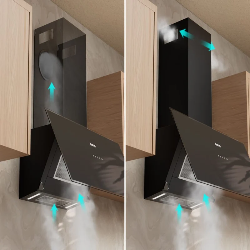 Ciarra Hotte Aspirante Inclinée 90cm – 698 m³/h, A+++, Wi-Fi & App, 4 vitesses, Mode recyclage ou évacuation | CBCB9763A
