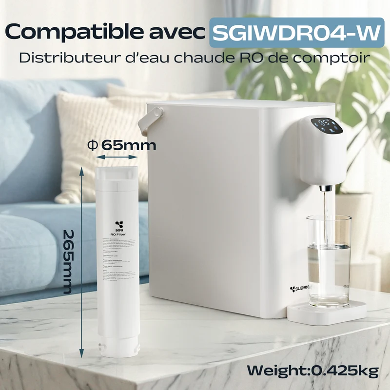 Ciarra x Susgreenable Cartouche Filtre à eau RO pour SGIWDR04-W, Filtration Ultra Fine 0,0001μm | SGROF04