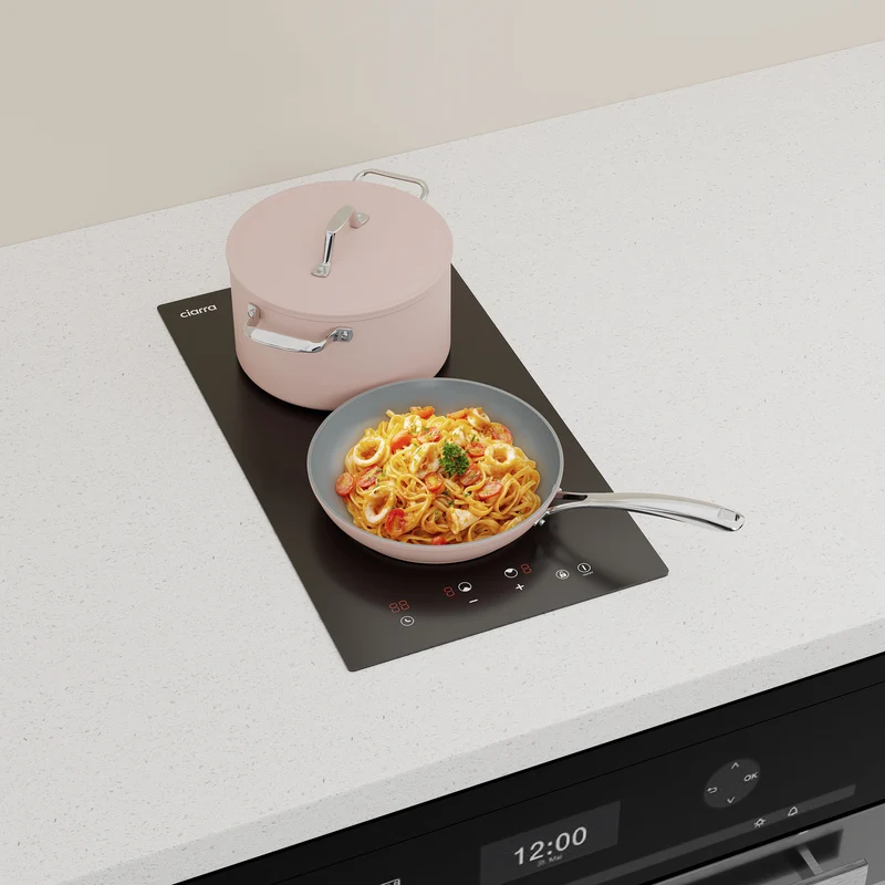 Ciarra Plaque de cuisson vitrocéramique encastrable 29cm avec 2 zones, commande tactile, sécurité enfant, 3000W | CRGDBCH302T