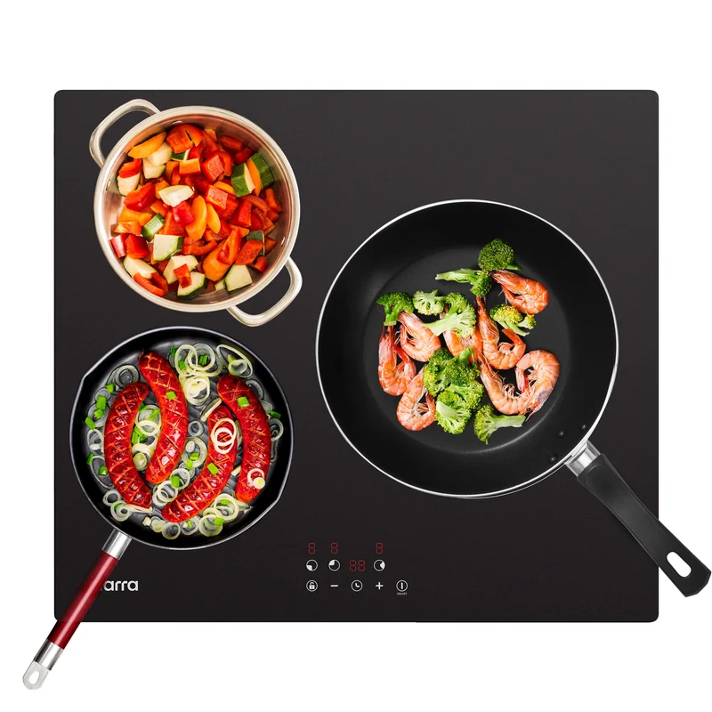 CIARRA Table de Cuisson à Induction Encastrable, 3 Foyers, avec Commande Tactile et Sécurité Enfant | CRGBIH3