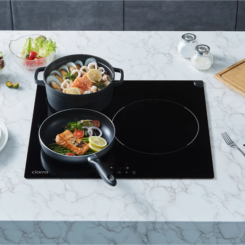 CIARRA Table de Cuisson à Induction Encastrable, 3 Foyers, avec Commande Tactile et Sécurité Enfant | CRGBIH3