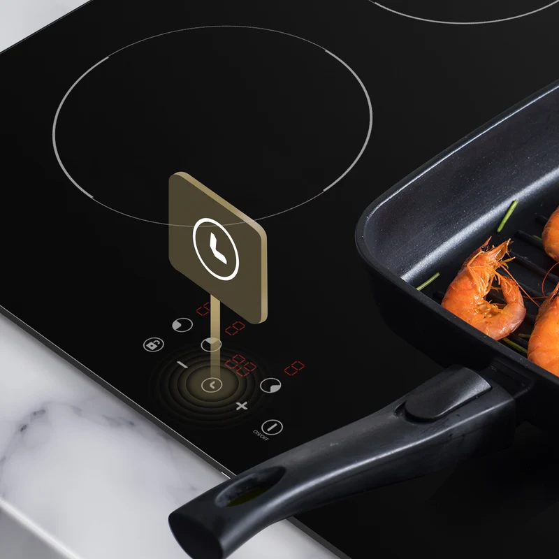 CIARRA Table de Cuisson à Induction Encastrable, 3 Foyers, avec Commande Tactile et Sécurité Enfant | CRGBIH3