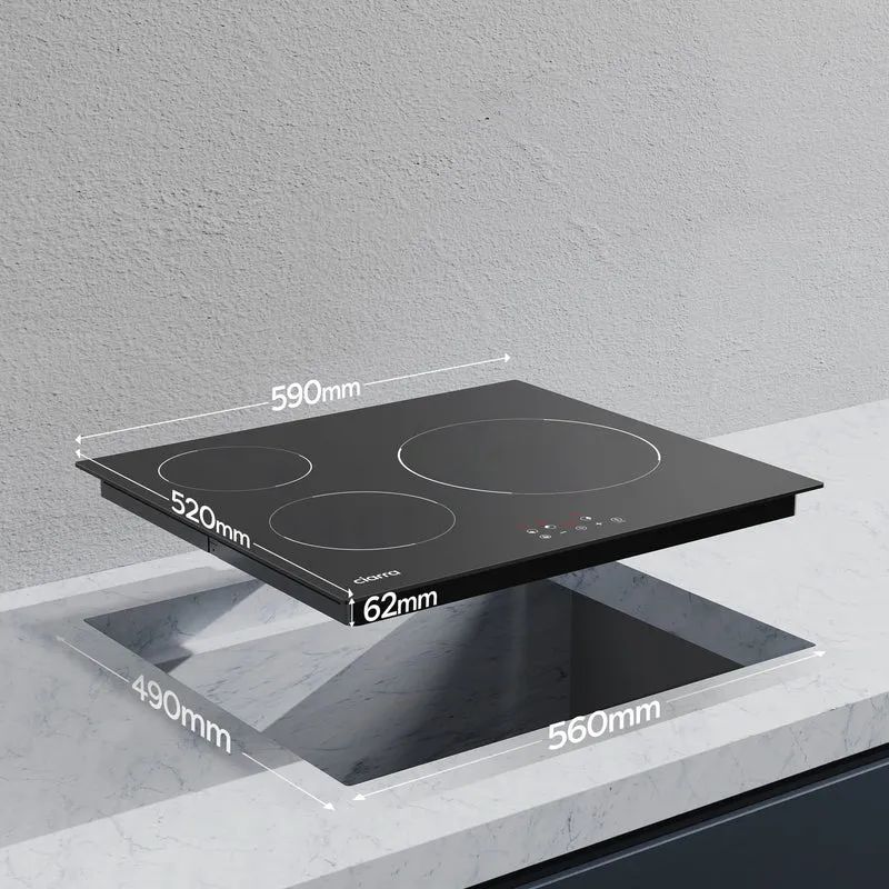 CIARRA Table de Cuisson à Induction Encastrable, 3 Foyers, avec Commande Tactile et Sécurité Enfant | CRGBIH3