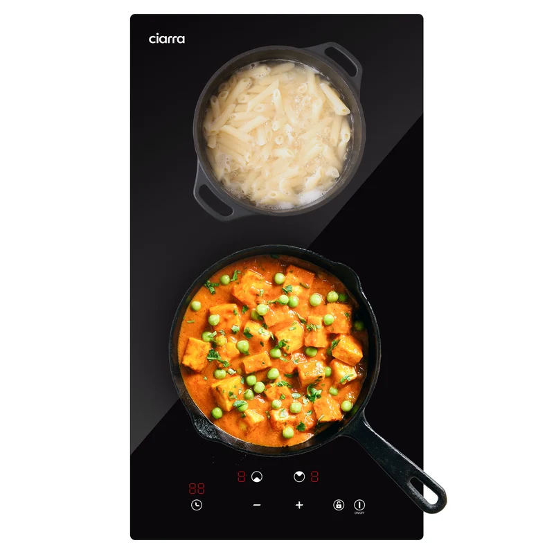 Ciarra Plaque à Induction Encastrable 29cm, 2 Foyers, 3000W, Table de Cuisson Électrique avec Sécurité Enfant et Minuterie | CRGDBIH2