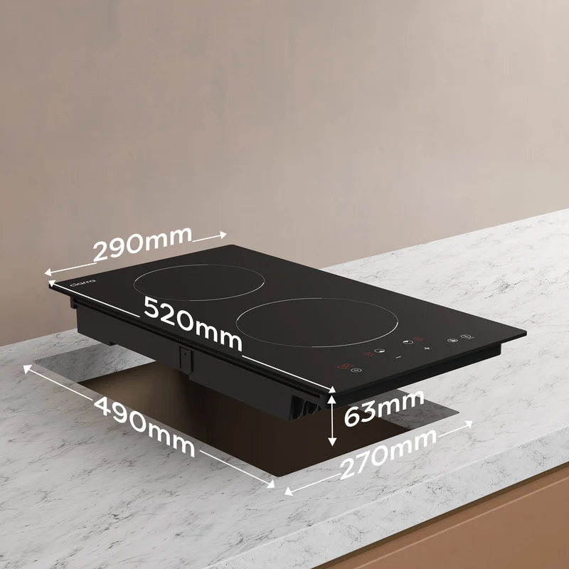 Ciarra Plaque à Induction Encastrable 29cm, 2 Foyers, 3000W, Table de Cuisson Électrique avec Sécurité Enfant et Minuterie | CRGDBIH2