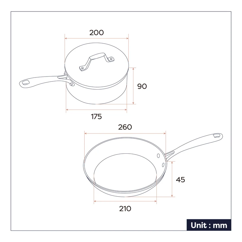 Ciarra Beyond Poele anti adhesive Faitout Induction Batterie de cuisine Mini-Duo | Sakura Candy