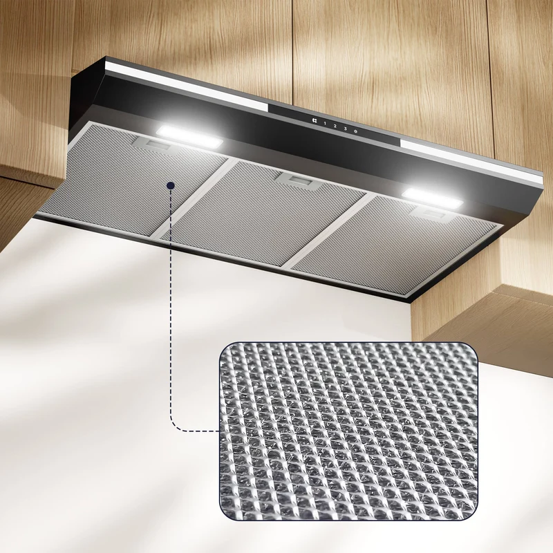 Ciarra Hotte Encastrable Hotte Aspirante Sous Meuble 90cm, 3 Vitesses, Commande Tactile, Mode Extraction ou Recyclage | CBCB90921