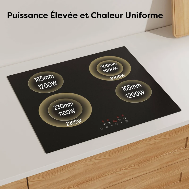 Ciarra x CDV 6600W Encastrable Plaque Vitrocéramique, 4 Foyers à 2 Double Anneau, CDVER66BB-OW
