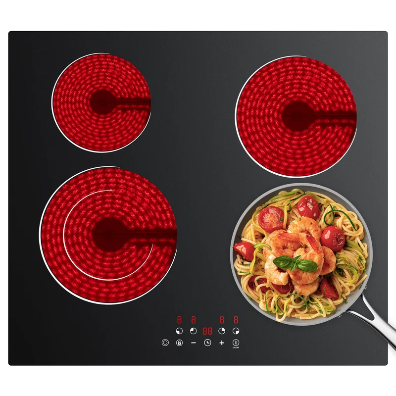 Ciarra x CDV 6400W Encastrable Plaque Vitrocéramique, Anneaux doubles, 4 Foyers, 9 Niveaux de Puissance, Minuteur, CDVER64B-OW