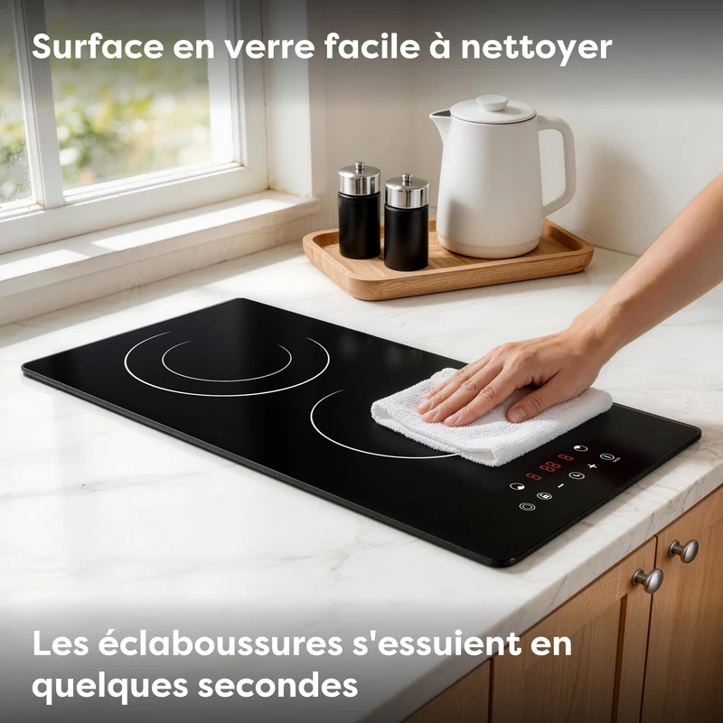 Ciarra x CDV 3200W Encastrable Plaque Vitrocéramique, Anneaux doubles, 2 Foyers, CDVER322-OW