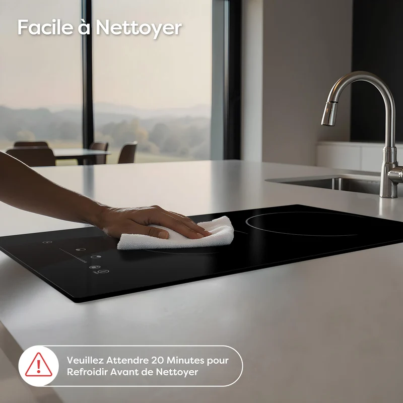 Ciarra x CDV 3000W Encastrable Plaque Vitrocéramique 2 Foyers, Design Compact pour Studios, 9 Niveaux & Tactile, CDVER302-OW