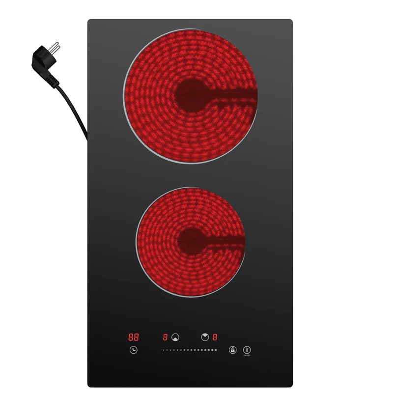 Ciarra x CDV 3000W Encastrable Plaque Vitrocéramique 2 Foyers, Design Compact pour Studios, 9 Niveaux & Tactile, CDVER302-OW
