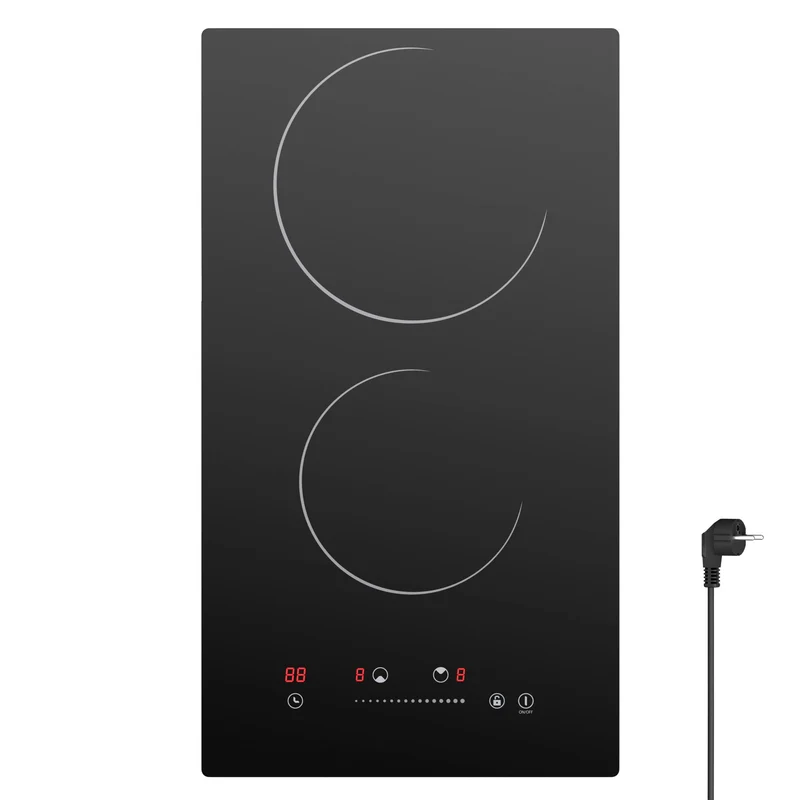 Ciarra x CDV 3000W Encastrable Plaque Vitrocéramique 2 Foyers, Design Compact pour Studios, 9 Niveaux & Tactile, CDVER302-OW