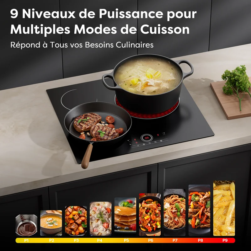 Ciarra x CDV 5700W Plaque Vitrocéramique Encastrable 3 Feux, Verrou de Sécurité, Pour tous Types de Casseroles, CDVER573-OW