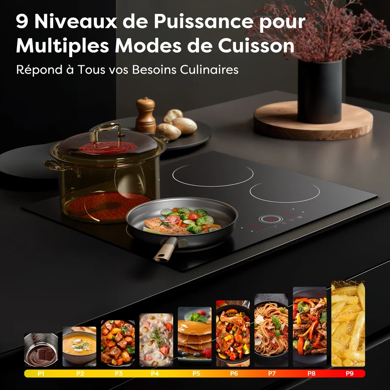 Ciarra x CDV 6000W Plaque Vitrocéramique Encastrable 4 Feux, Verrou de Sécurité, Pour tous Types de Casseroles, CDVER604-OW