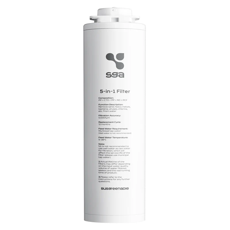 Ciarra x Susgreenable Cartouche Filtrante RO 5-en-1, Filtration Ultra Fine 0,0001μm | SGROF03