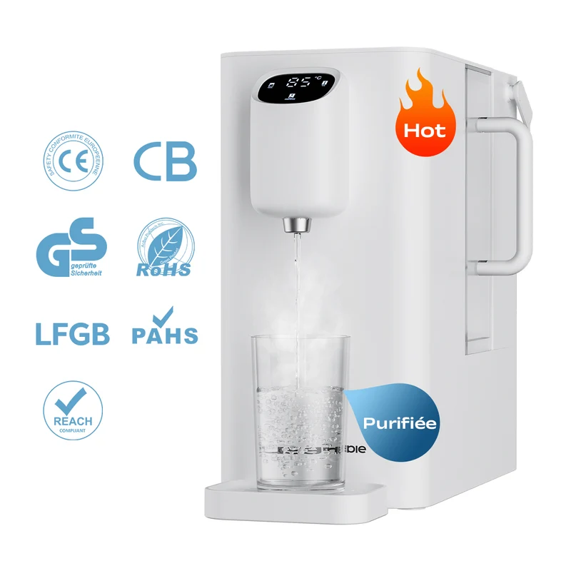 Ciarra x Susgreenable Distributeur d'Eau RO 4-en-1 sur Comptoir – Eau Chaude Instantanée en 3s, Sans Installation, Filtres inclus, Efficacité Hydrique 3:1 | SGIWDR04-W