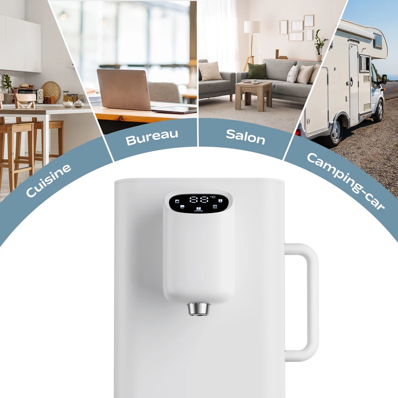 Ciarra x Susgreenable Distributeur d'Eau RO 4-en-1 sur Comptoir – Eau Chaude Instantanée en 3s, Sans Installation, Filtres inclus, Efficacité Hydrique 3:1 | SGIWDR04-W