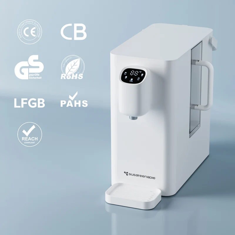 Ciarra x Susgreenable Distributeur d'Eau RO 4-en-1 sur Comptoir – Eau Chaude Instantanée en 3s, Sans Installation, Filtres inclus, Efficacité Hydrique 3:1 | SGIWDR04-W