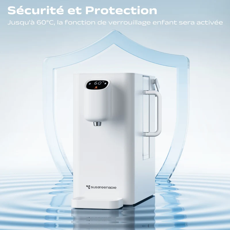 Ciarra x Susgreenable Distributeur d'Eau RO 4-en-1 sur Comptoir – Eau Chaude Instantanée en 3s, Sans Installation, Filtres inclus, Efficacité Hydrique 3:1 | SGIWDR04-W