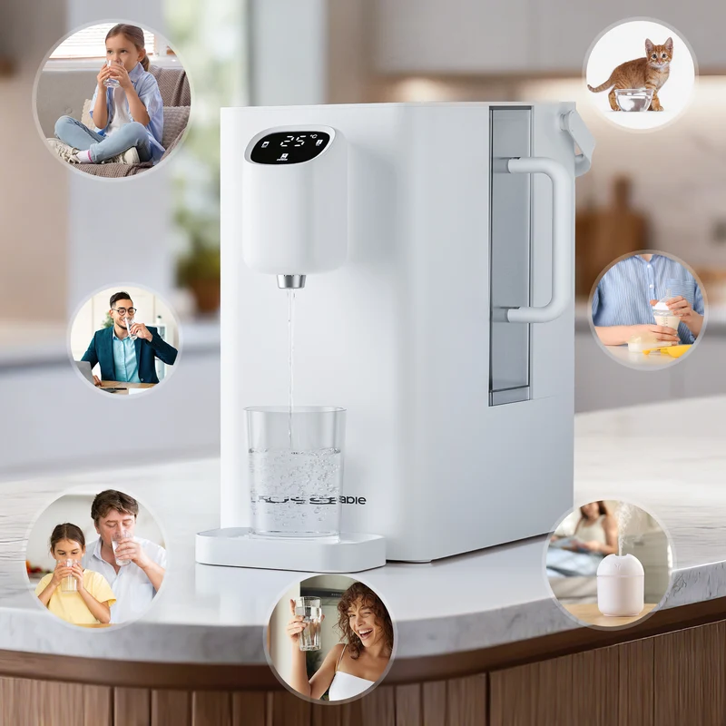 Ciarra x Susgreenable Distributeur d'Eau RO 4-en-1 sur Comptoir – Eau Chaude Instantanée en 3s, Sans Installation, Filtres inclus, Efficacité Hydrique 3:1 | SGIWDR04-W