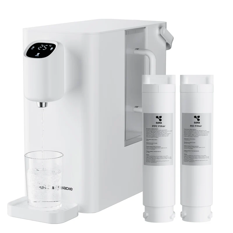 Ciarra x Susgreenable Distributeur d'Eau RO 4-en-1 sur Comptoir – Eau Chaude Instantanée en 3s, Sans Installation, Filtres inclus, Efficacité Hydrique 3:1 | SGIWDR04-W