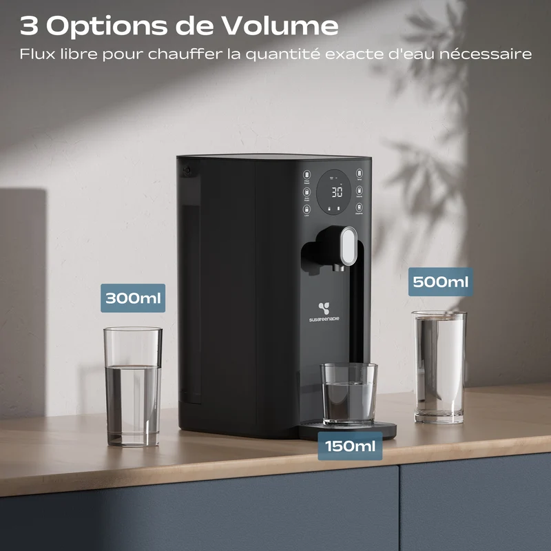 Ciarra x Susgreenable Distributeur d'Eau Chaude Osmoseur 5-en-1 – Purificateur d'Eau à Osmose Inverse de Comptoir, Chaude Instantanée en 3s, Sans Installation, Filtres inclus, Réservoir 5,5L, Adapté à l'Eau Calcaire, Efficacité 2:1 | SGIWDR03-B