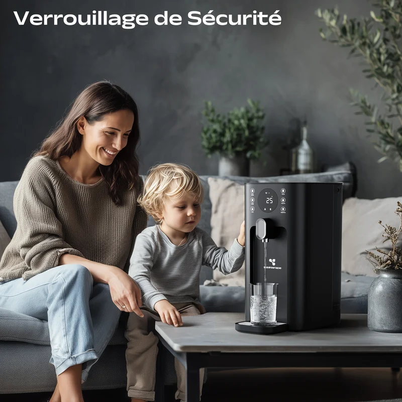 Ciarra x Susgreenable Distributeur d'Eau Chaude Osmoseur 5-en-1 – Purificateur d'Eau à Osmose Inverse de Comptoir, Chaude Instantanée en 3s, Sans Installation, Filtres inclus, Réservoir 5,5L, Adapté à l'Eau Calcaire, Efficacité 2:1 | SGIWDR03-B