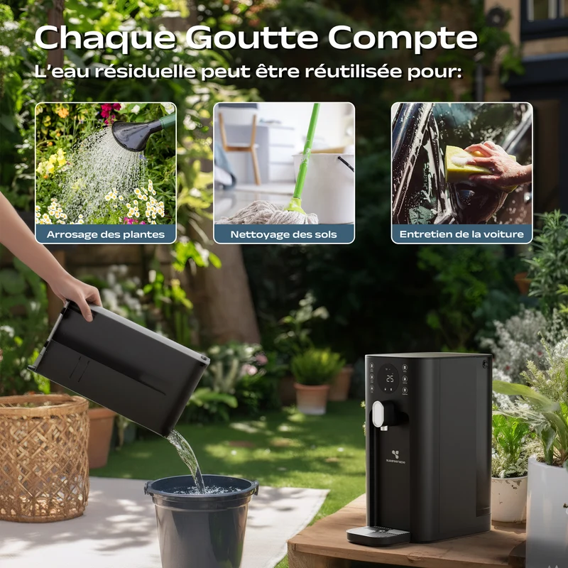 Ciarra x Susgreenable Distributeur d'Eau Chaude Osmoseur 5-en-1 – Purificateur d'Eau à Osmose Inverse de Comptoir, Chaude Instantanée en 3s, Sans Installation, Filtres inclus, Réservoir 5,5L, Adapté à l'Eau Calcaire, Efficacité 2:1 | SGIWDR03-B