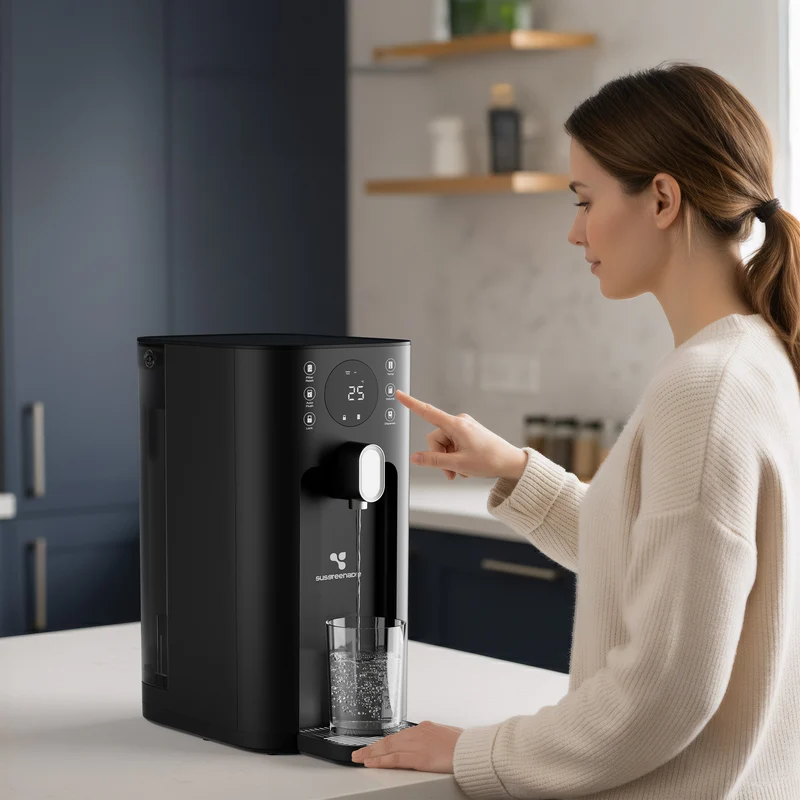 Ciarra x Susgreenable Distributeur d'Eau Chaude Osmoseur 5-en-1 – Purificateur d'Eau à Osmose Inverse de Comptoir, Chaude Instantanée en 3s, Sans Installation, Filtres inclus, Réservoir 5,5L, Adapté à l'Eau Calcaire, Efficacité 2:1 | SGIWDR03-B