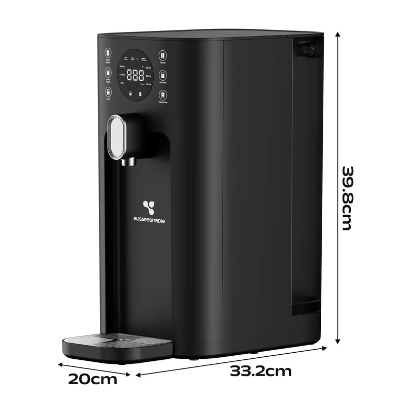Ciarra x Susgreenable Distributeur d'Eau Chaude Osmoseur 5-en-1 – Purificateur d'Eau à Osmose Inverse de Comptoir, Chaude Instantanée en 3s, Sans Installation, Filtres inclus, Réservoir 5,5L, Adapté à l'Eau Calcaire, Efficacité 2:1 | SGIWDR03-B