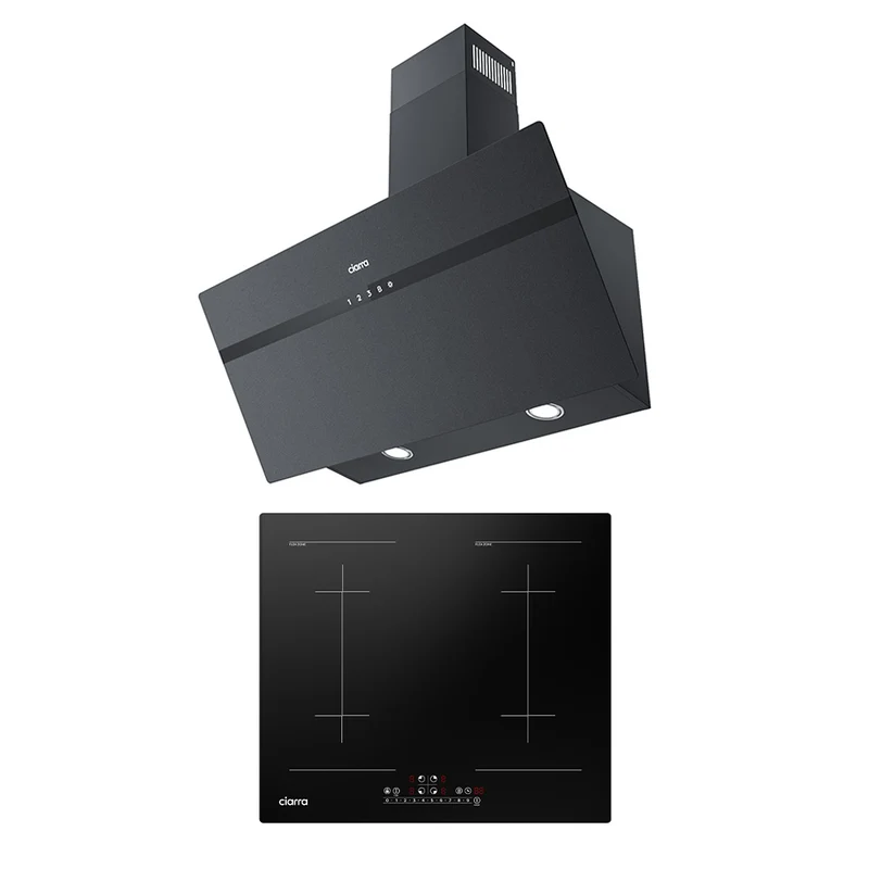 Ciarra Premium Set : Hotte Murale 90cm + Plaque à Induction 60cm 4 Zones