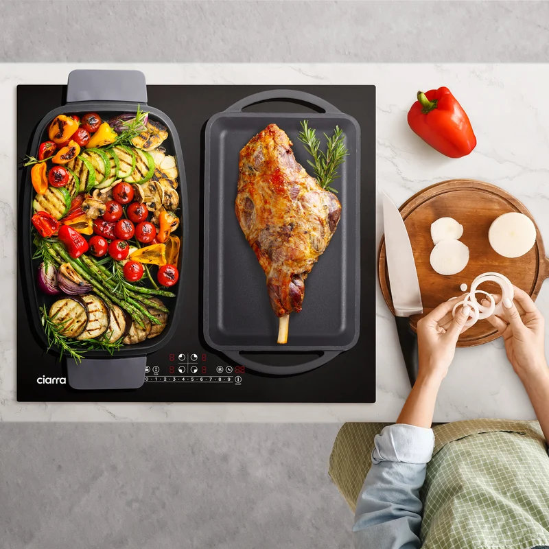 Ciarra Plaque à Induction 7200W 2 Flex Zones Function Boosters CBBIH4BFF-OW