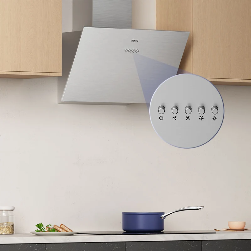 Ciarra Set Moderne 60cm : Hotte Murale + Plaque à Induction 4 Zones