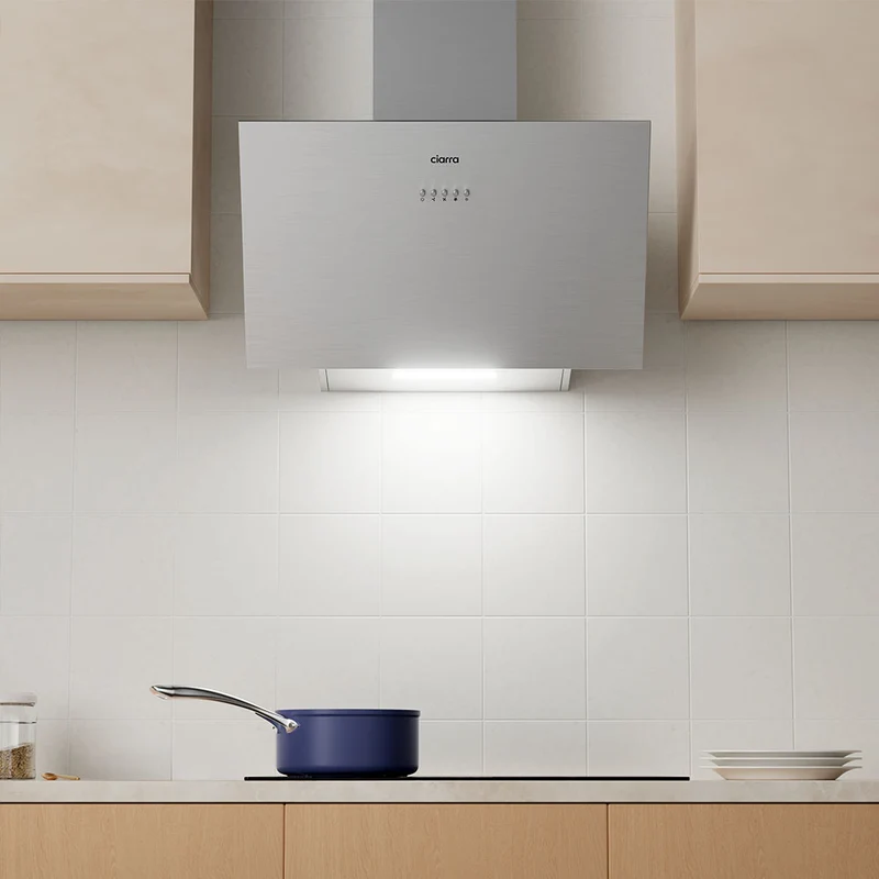 Ciarra Set Moderne 60cm : Hotte Murale + Plaque à Induction 4 Zones