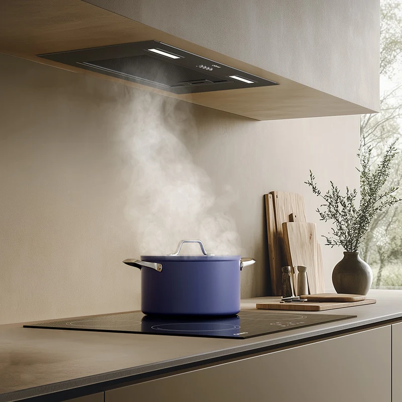 Ciarra Set Compact 60cm : Hotte Encastrée + Plaque à Induction 3 Zones
