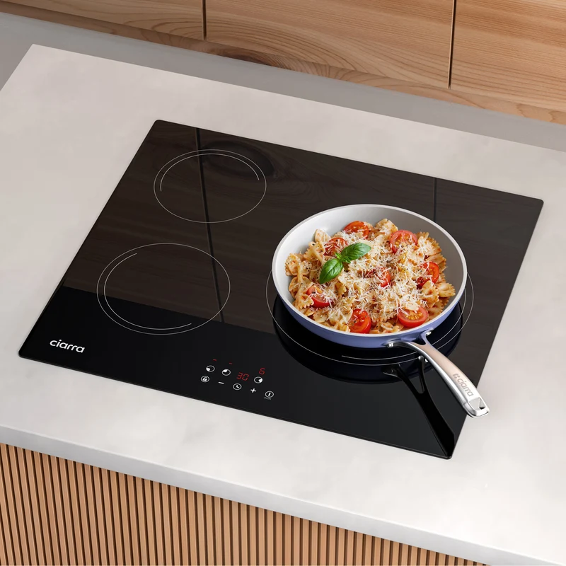 Ciarra Set Compact 60cm : Hotte Encastrée + Plaque à Induction 3 Zones