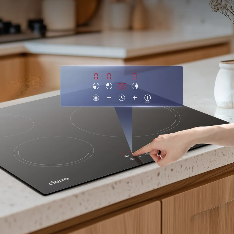 Ciarra Set Compact 60cm : Hotte Encastrée + Plaque à Induction 3 Zones