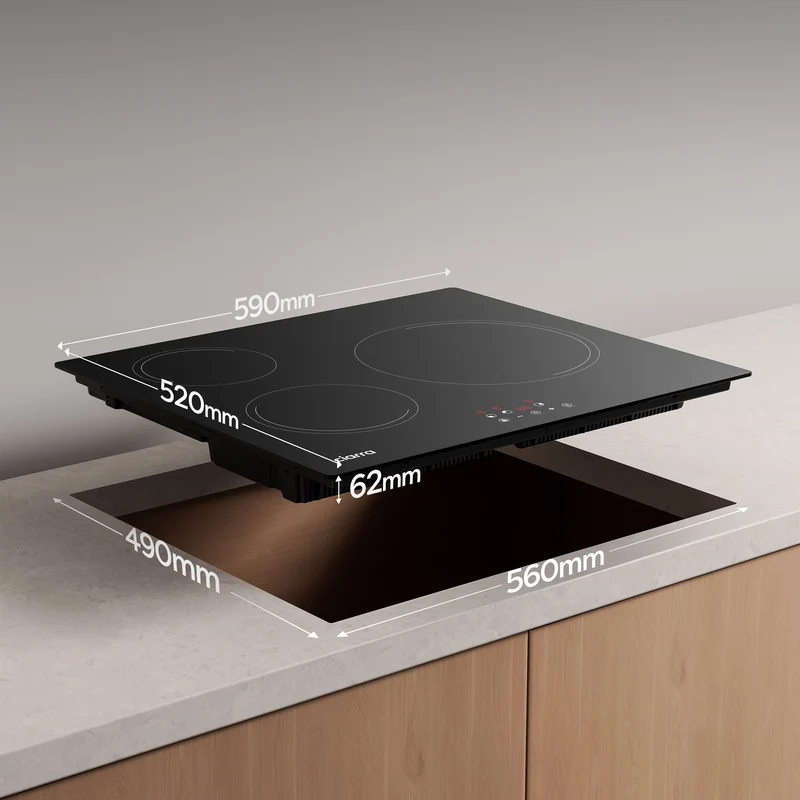 Ciarra Set Compact 60cm : Hotte Encastrée + Plaque à Induction 3 Zones