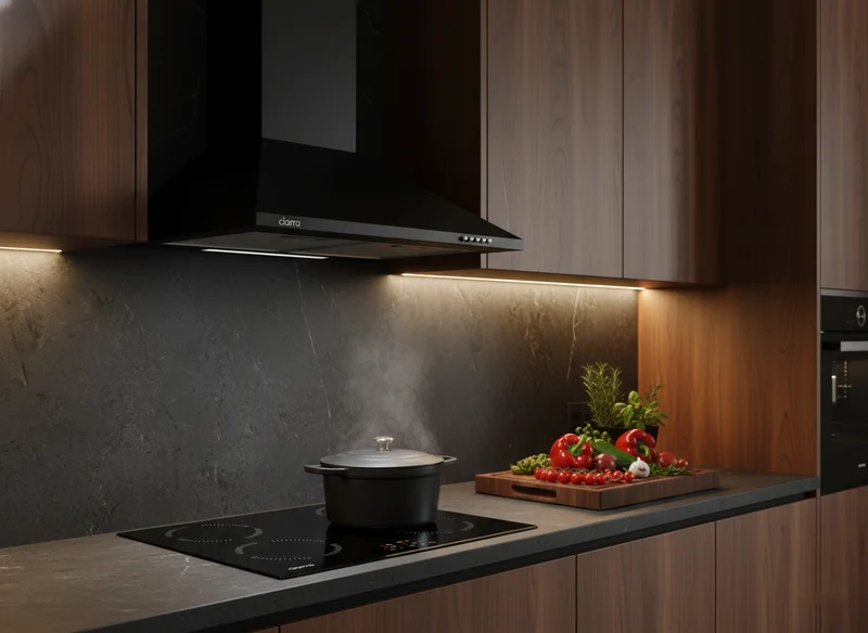 Ciarra Set Classique 60cm : Hotte Murale + Plaque à Induction 4 Zones