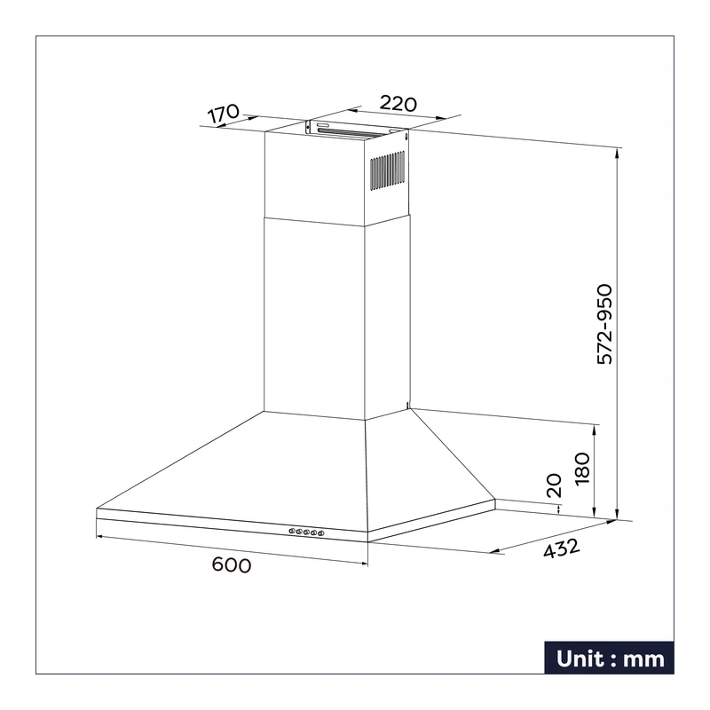 Ciarra Hotte Murale 60cm 370m³/h Recyclage ou Evacuation Classe A CBCS6201-OW
