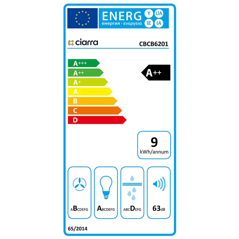 Ciarra Set Classique 60cm : Hotte Murale + Plaque à Induction 4 Zones