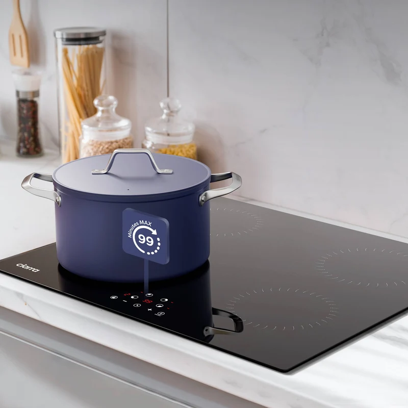 Ciarra Set Classique 60cm : Hotte Murale + Plaque à Induction 4 Zones